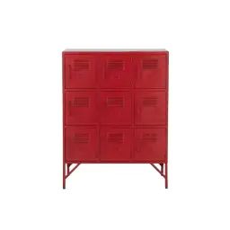 Petit buffet rouge métallique avec casiers