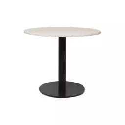 Table ronde Mineral en Pierre, Acier – Couleur Blanc – 100.66 x 100.66 x 72 cm