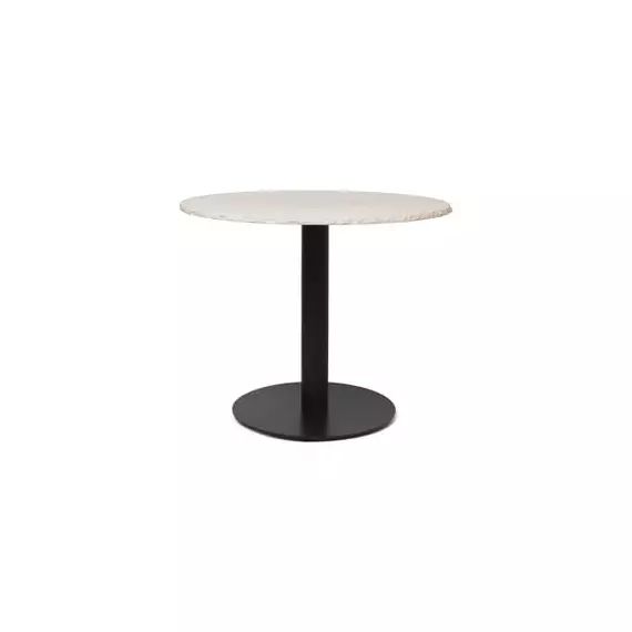 Table ronde Mineral en Pierre, Acier – Couleur Blanc – 100.66 x 100.66 x 72 cm