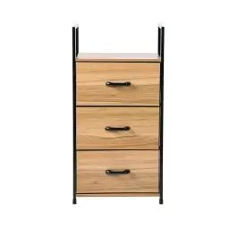 Chiffonnier 3 tiroirs façade effet bois – L40 x H80 cm