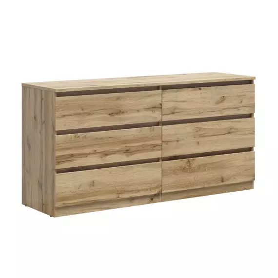 Commode 6 tiroirs panneaux agglomérés naturel