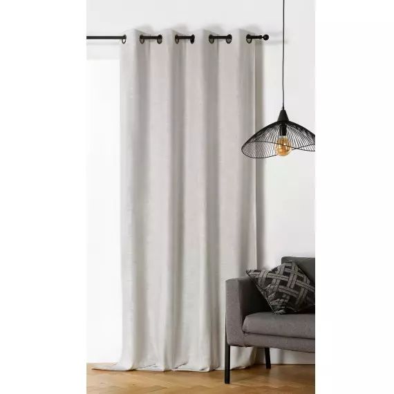 Rideau obscurcissant et isolant à effet tissé polyester ecru 260 x 140