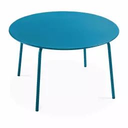 Table de jardin ronde en acier bleu pacific