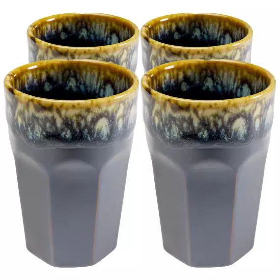 Tasse en grès bleu foncé D8 – Lot de 4