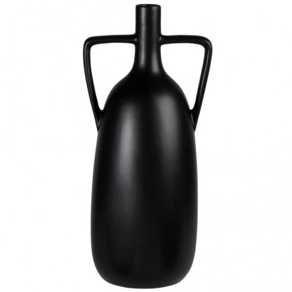 Vase avec anse en terre cuite noire H29