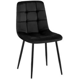 Chaise de salle à manger avec pieds en métal en velours Noir
