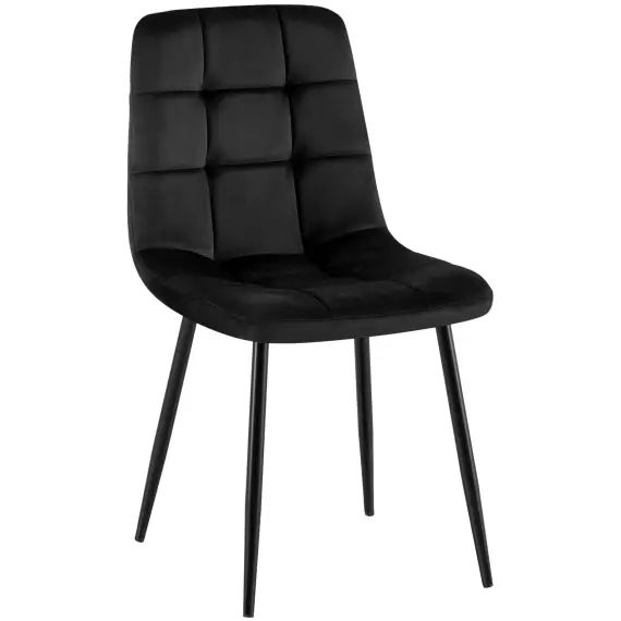 Chaise de salle à manger avec pieds en métal en velours Noir
