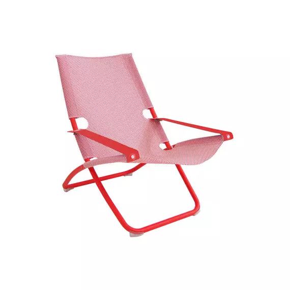 Chaise longue pliable inclinable Snooze en Métal, Tissu technique – Couleur Rouge – 75 x 66.72 x 105 cm – Designer Marco Marin