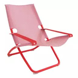 Chaise longue pliable inclinable Snooze en Métal, Tissu technique – Couleur Rouge – 75 x 66.72 x 105 cm – Designer Marco Marin