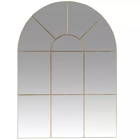 Miroir arrondi en métal doré 80×110