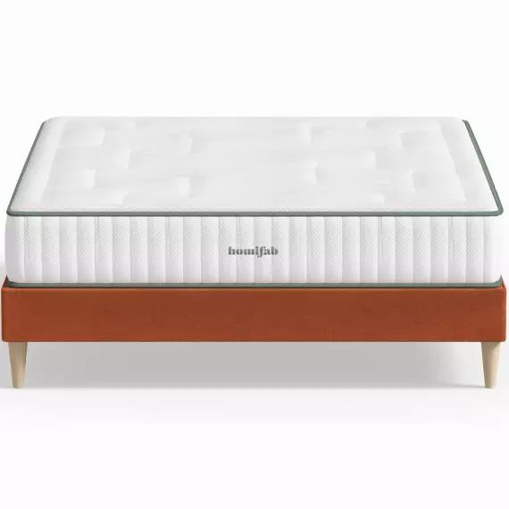 Pack lit 160×200 en velours rouille + Matelas latex