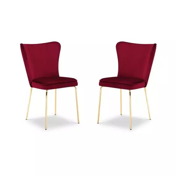 Set de 2 chaises 1 place en velours rouge