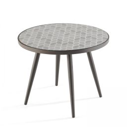 Table basse ronde en acier noir plateau en céramique
