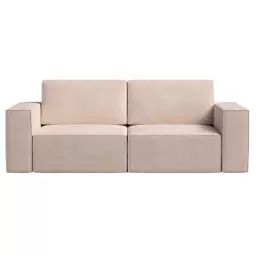 Canapé-lit 2 places en tissu brun clair