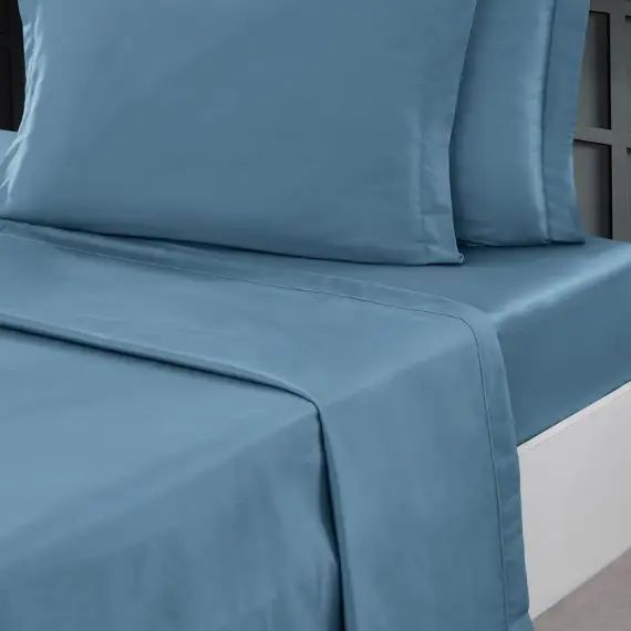 Drap plat en percale de coton  cobalt 180×290 cm