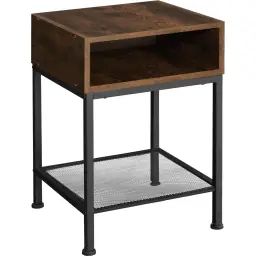 Table de chevet harlow 40,5×40,5×52,5cm bois foncé industriel