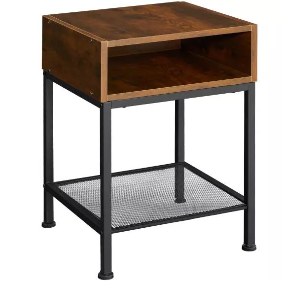 Table de chevet harlow 40,5×40,5×52,5cm bois foncé industriel