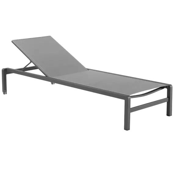 Bain de soleil en alu mat et textilène gris anthracite