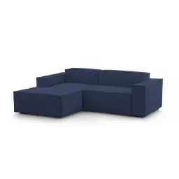 Canapé d’angle 2 places en tissu bleu