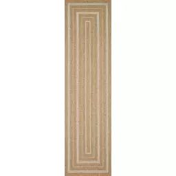 Tapis effet toile de jute à motif rectangulaire blanc 80×300