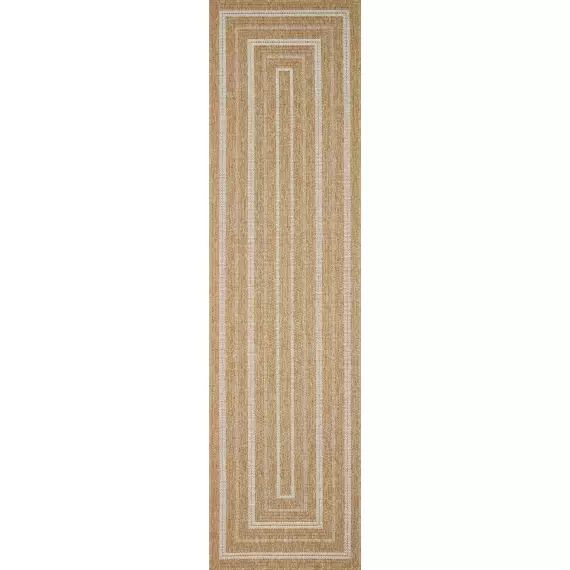 Tapis effet toile de jute à motif rectangulaire blanc 80×300