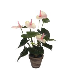 Anthurium plantes artificielles rose clair en pot H38
