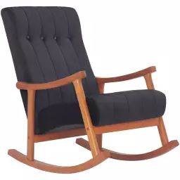 Chaise à bascule avec accoudoirs et assise en velours Noyer / Noir