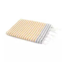 Fouta en coton 100×200 Jaune safran et gris perle