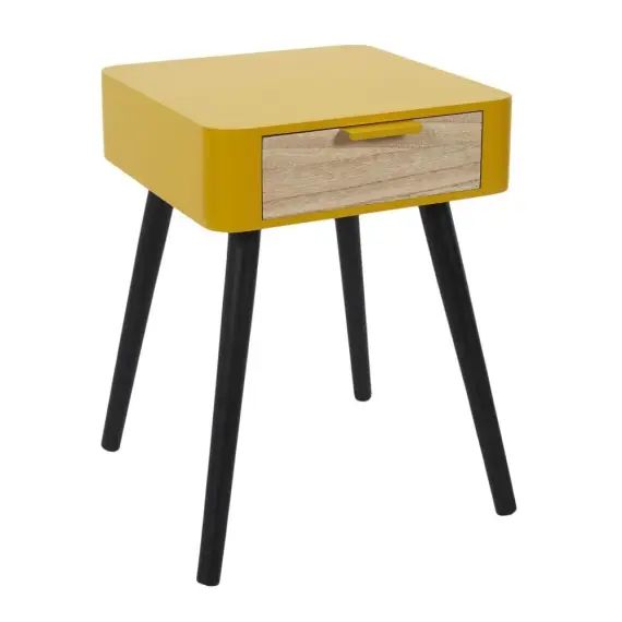 Table de chevet 1 tiroir en mdf jaune