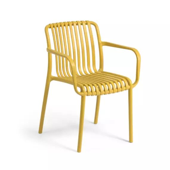Isabellini – Lot de 4 chaises de jardin au design ergonomique – Couleur – Jaune moutarde