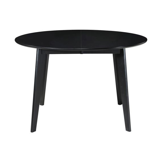 Table à manger design extensible ronde noire L120-150 cm LEENA