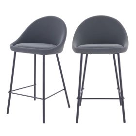 Chaise de bar mi-hauteur 65 cm en cuir synthétique gris (x2)