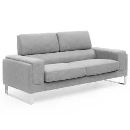 Canapé moderne 3 places tissu gris argent