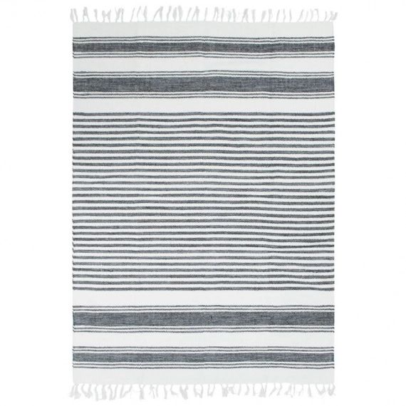 Tapis 100% coton lignes gris-blanc 160×230