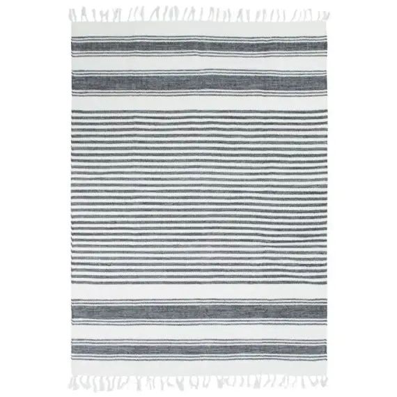 Tapis 100% coton lignes gris-blanc 160×230
