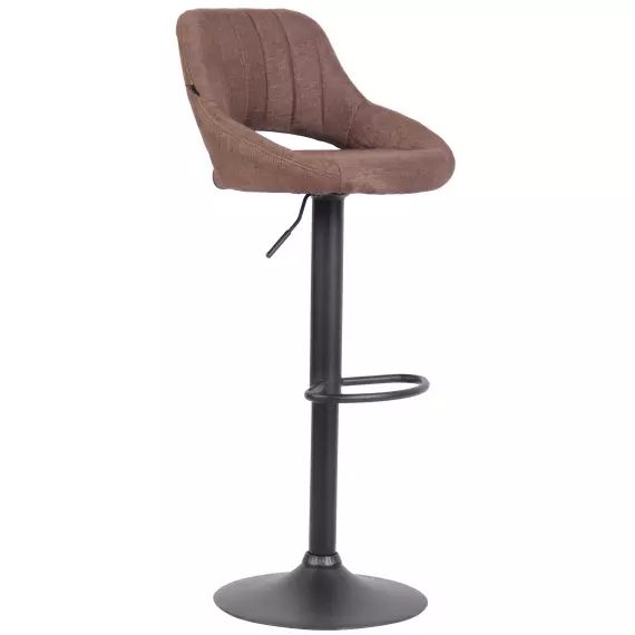 Tabouret de bar en tissu ajustable pivotant tissu Marron