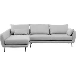 Canapé d’angle gauche 4 places en tissu gris