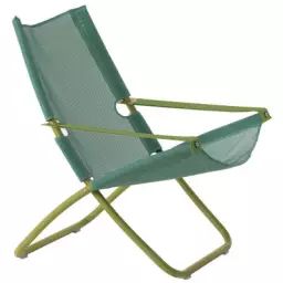 Chaise longue pliable inclinable Snooze en Tissu – Couleur Vert – 75 x 136 x 105 cm – Designer Marco Marin