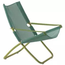 Chaise longue pliable inclinable Snooze en Tissu – Couleur Vert – 75 x 136 x 105 cm – Designer Marco Marin