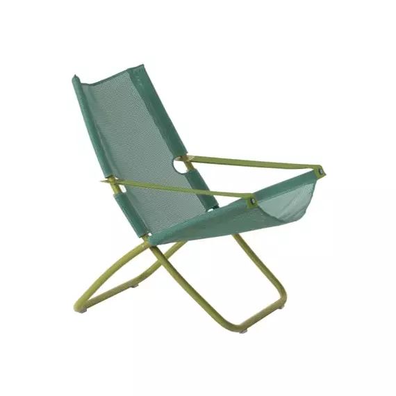 Chaise longue pliable inclinable Snooze en Tissu – Couleur Vert – 75 x 136 x 105 cm – Designer Marco Marin