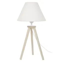 Lampe de chevet bois naturel et écru