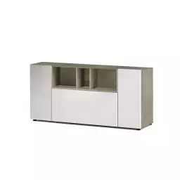 Buffet 3 portes effet bois blanc et chêne