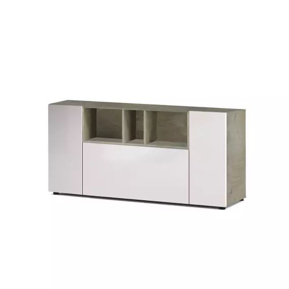 Buffet 3 portes effet bois blanc et chêne
