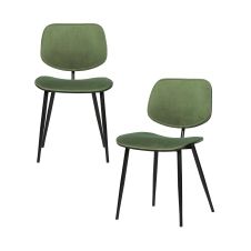 lot de 2 chaises de table en velours vert