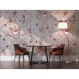 Papier peint panoramique motif floral Beige gris 288x280cm