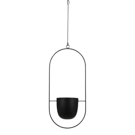 Cache-pot suspendue en métal noir H83
