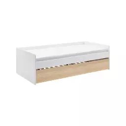 Lit banquette gigogne en bois 90 x 190 cm blanc/bois