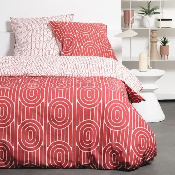 Parure de lit en Coton Rouge 260×240 cm