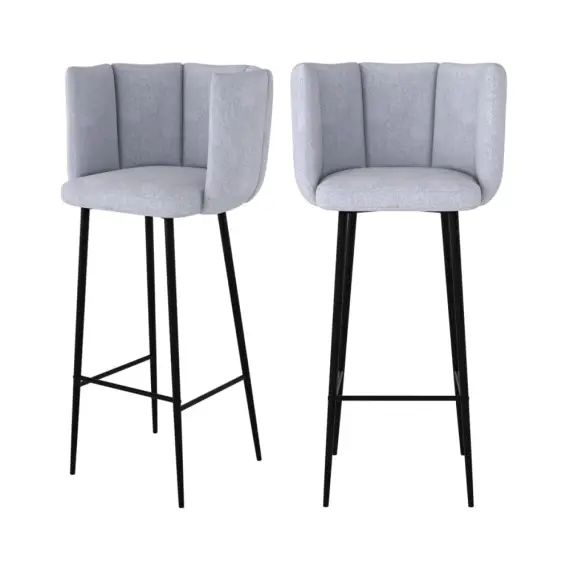 Chaise de bar en tissu gris clair 75 cm (lot de 2)