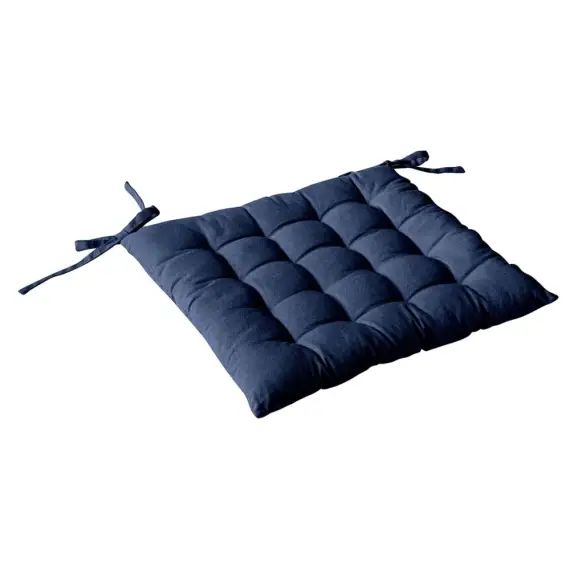 Galette de chaise piquée en coton Bleu marine  40x40cm